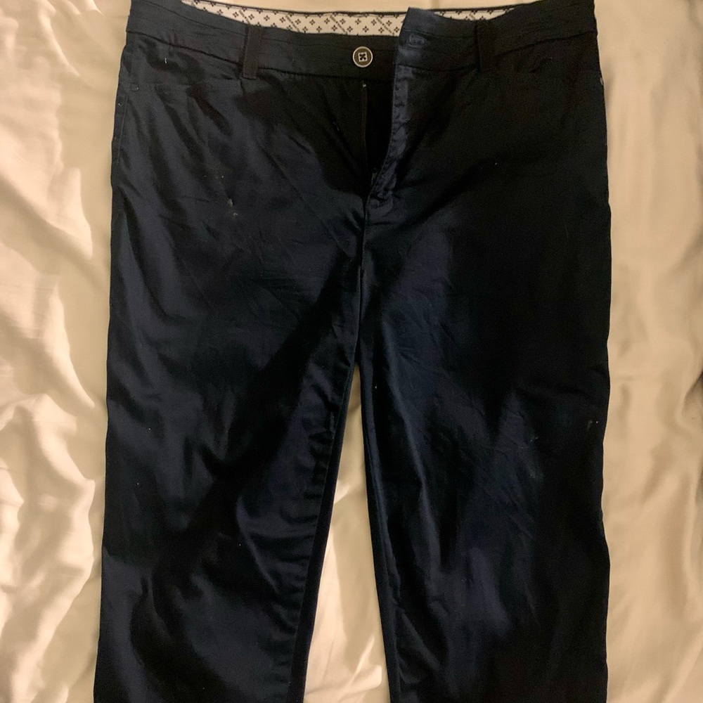 Navy blue above the ankle capri pants